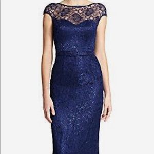 Theia belted lace gown ink size 8